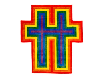 RAINBOW CROSS FOR TWO - Custom handmade rug by HENZEL STUDIO - view 2
